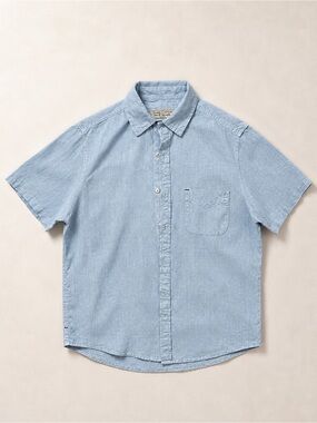 Light blue 100% linen shirt men short sleeve size: S by Harris Cotton
